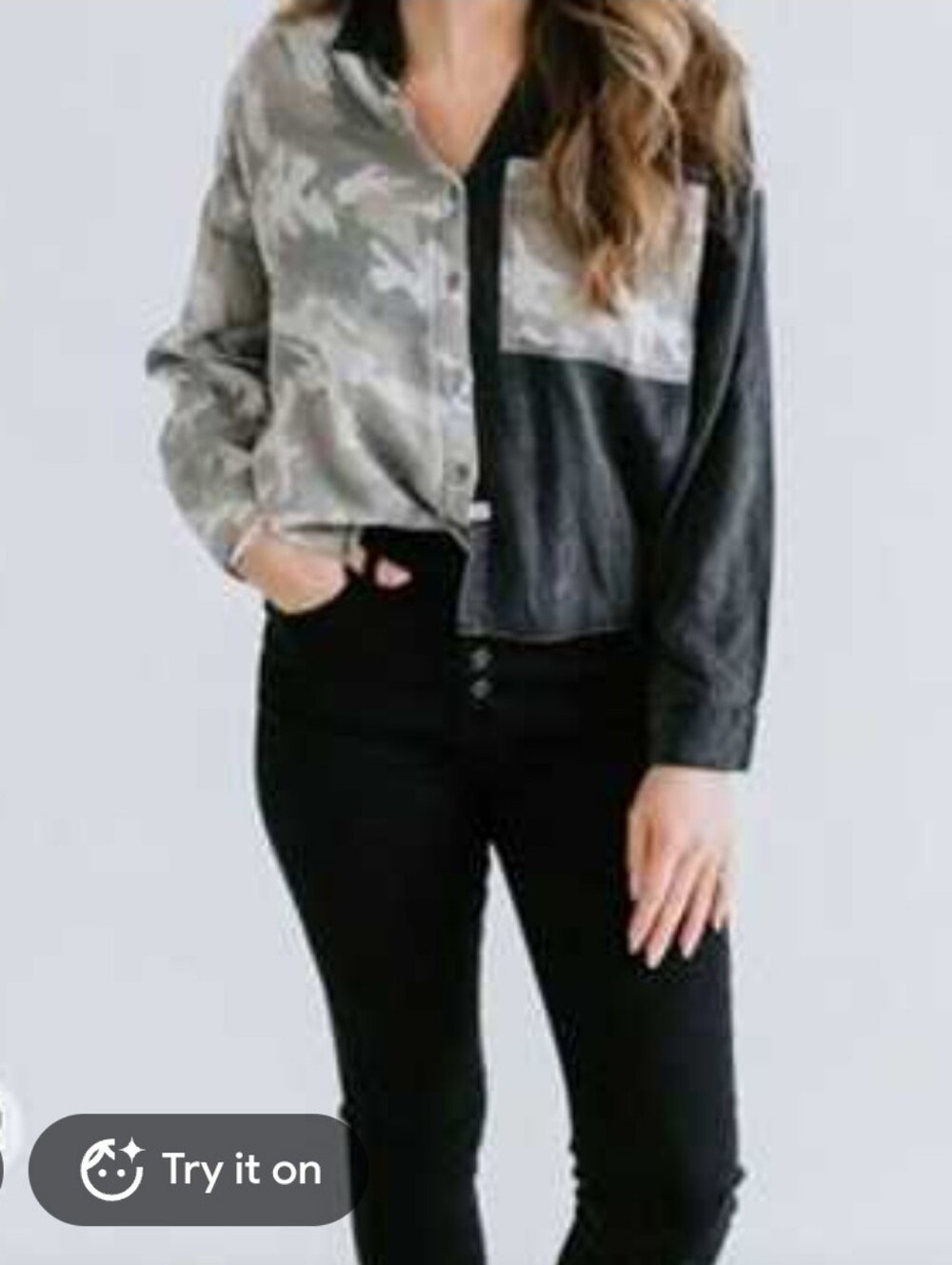 Vintage Havana Camo and Black Button Up Shirt